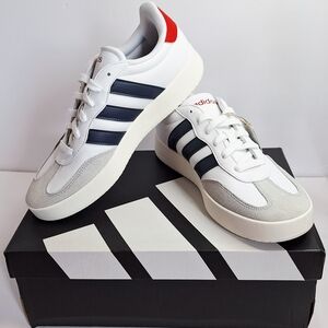 Adidas Barreda Tennis Shoes - White with Navy Stripes & Red - NWT - 8.5M 10W